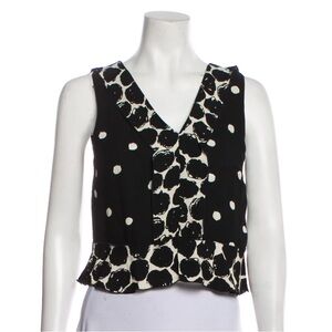 PROENZA SCHOULER POLKA DOT PRINT V-NECK CROP TOP SIZE 0